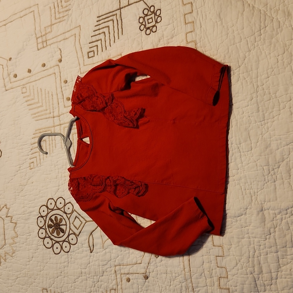 Janie & Jack Red Top Lace Decor Size 4